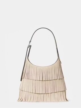 Kate Spade 454 Suede Fringe Small Shoulder Bag, Light Sand
NEW NWT